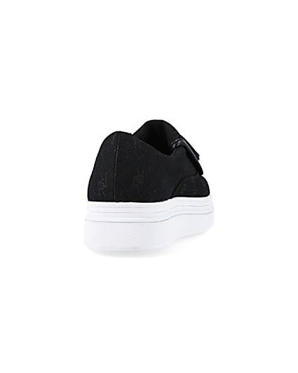 360 degree animation of product Black tassel faux leather trainers frame-10