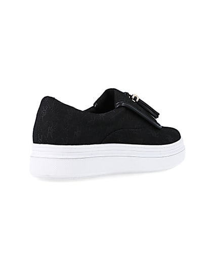 360 degree animation of product Black tassel faux leather trainers frame-12