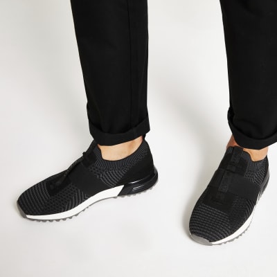 black knit runner trainers