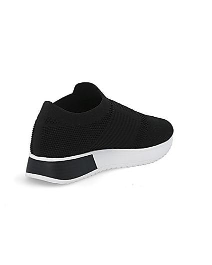 360 degree animation of product Black textured knit runner trainers frame-12