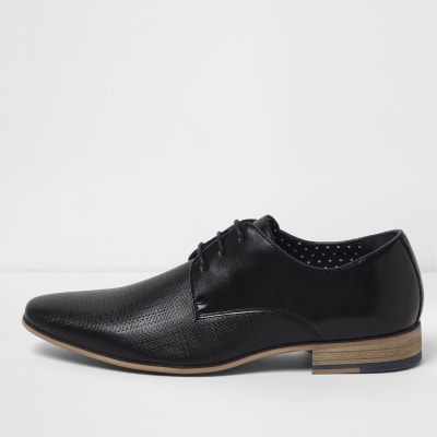 Black textured lace-up formal shoes 