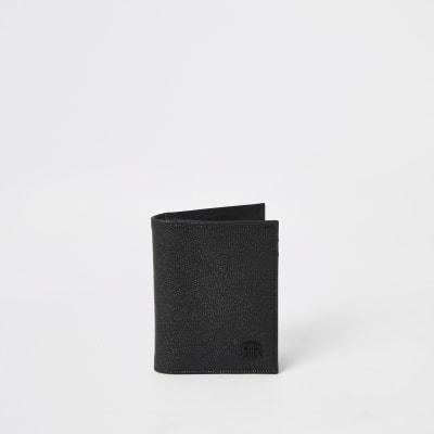 Black textured leather RIR fold out wallet | River Island