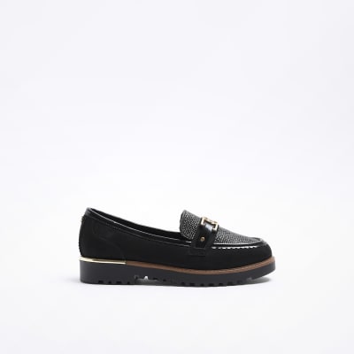 Black textured loafers