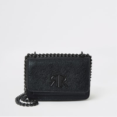 Black textured RI underarm mini satchel bag