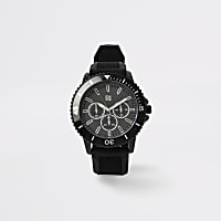 Black textured strap sporty watch