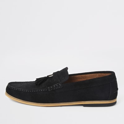 suede black womens loafers