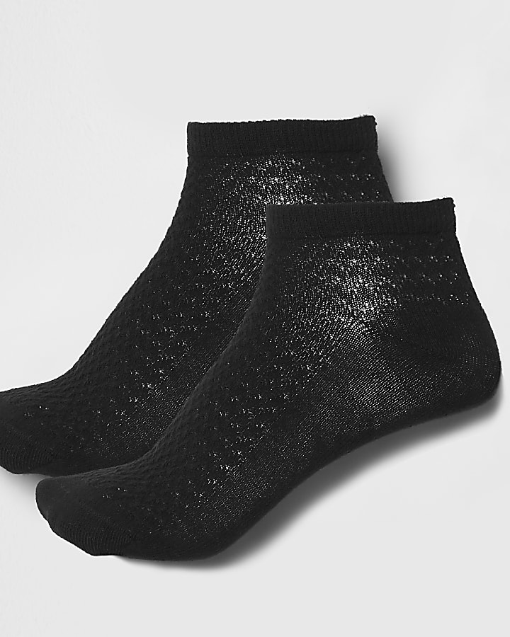 Black textured trainer socks multipack