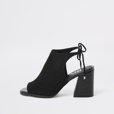 3.5 inch black block heels