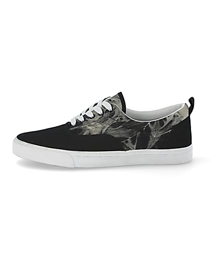 360 degree animation of product Black tie dye lace-up trainers frame-3