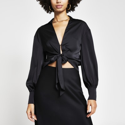 long sleeve dress black tie