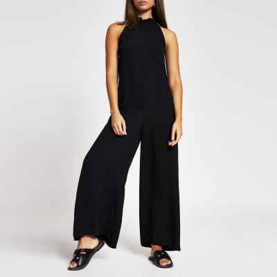 river island black boiler suit