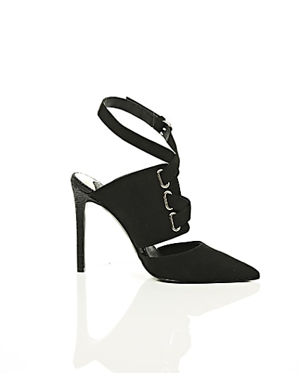 360 degree animation of product Black tie up court shoes frame-9