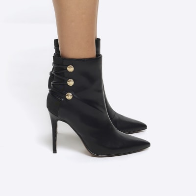 Black tie up outlet booties