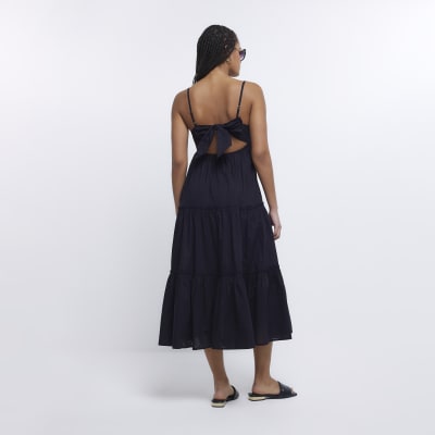 Black tiered cami midi dress
