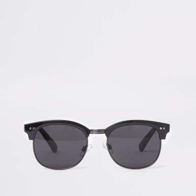 Black tinted lens retro frame sunglasses