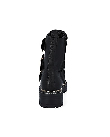 360 degree animation of product Black triple buckle biker boots frame-9