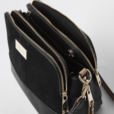 triple compartment cross body bag