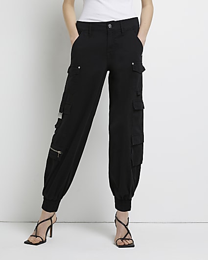 Black twill cargo trousers