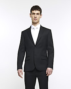 Black twill skinny suit jacket
