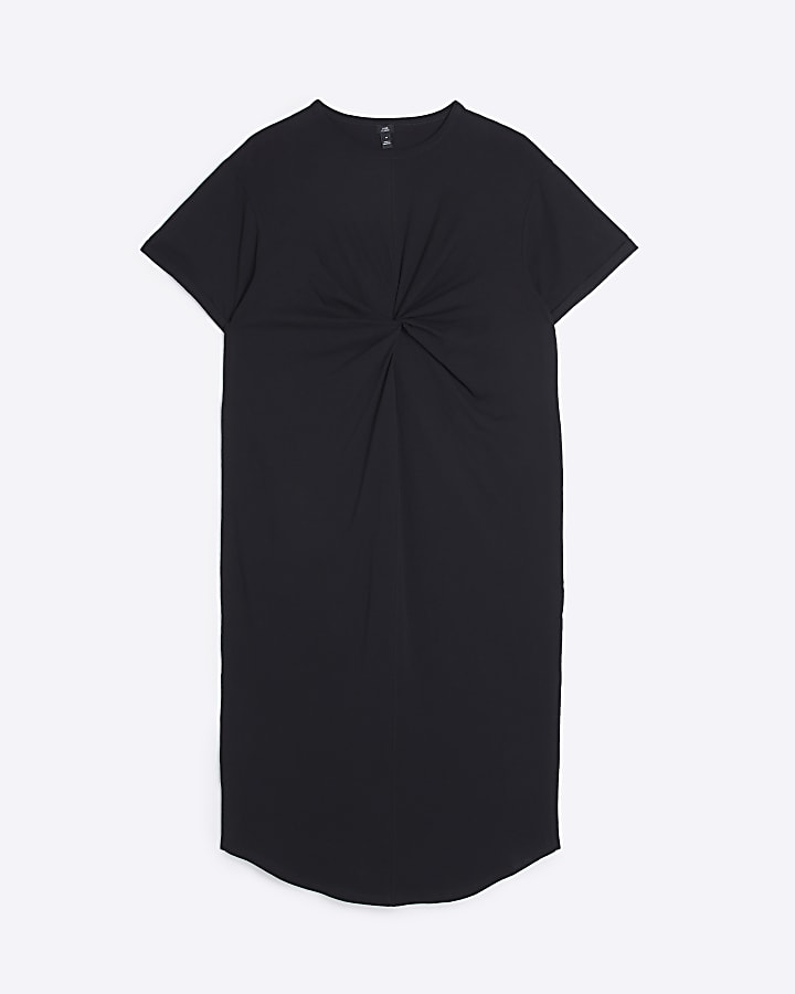 Black twist detail t-shirt midi dress