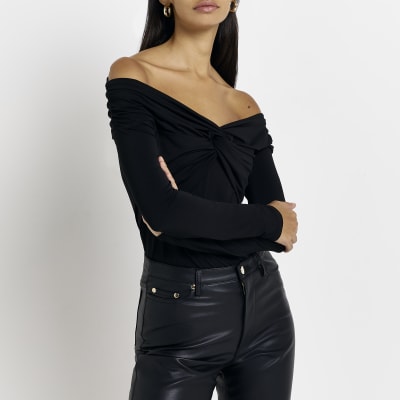 Black twist long sleeve top |