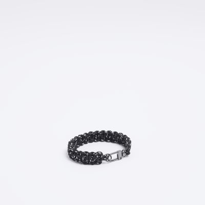Black twisted rope bracelet River Island