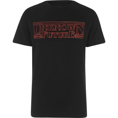 Black 'Unknown Future' print T-shirt