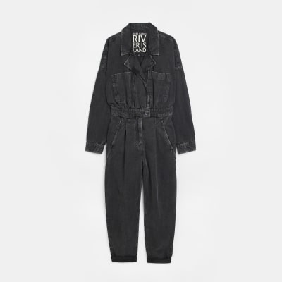 Black utility jumpsuit River Island