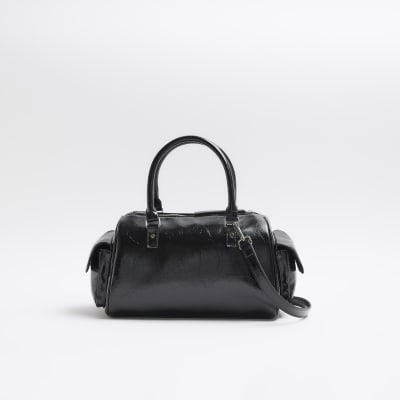 Black utility shoulder bag River Island