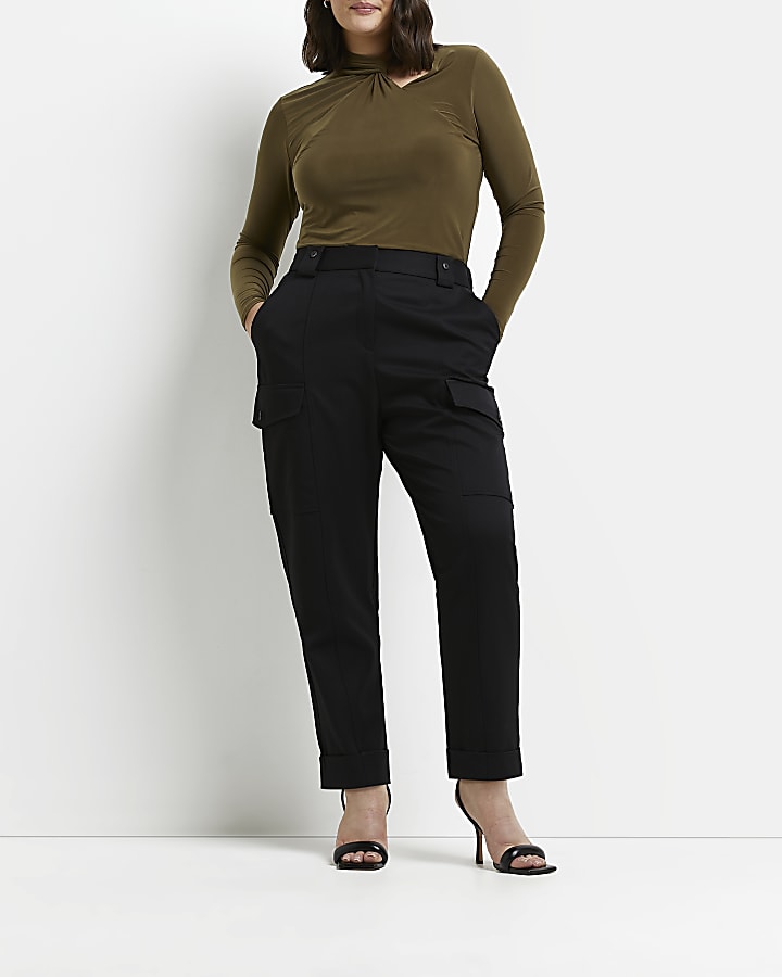 Black utility tapered trousers