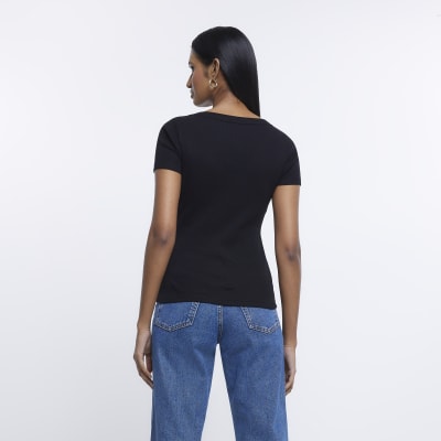 River island v discount neck t shirt