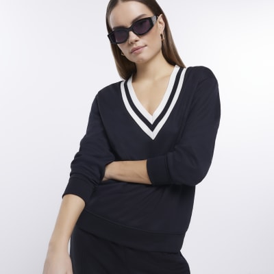 Black vneck sweatshirt River Island