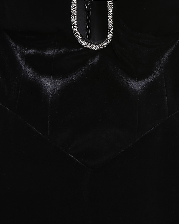 Black velvet bandeau maxi dress