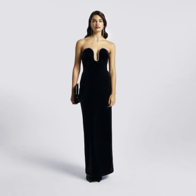 Black velvet dress outlet river island