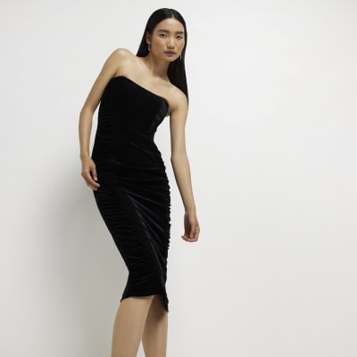 midi black fitted dress