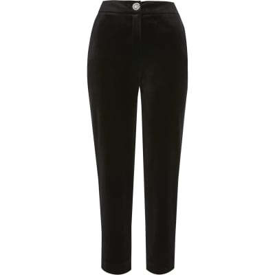 black velvet cigarette trousers