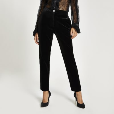 black velvet cigarette trousers