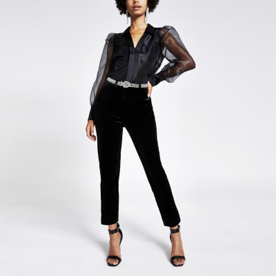 black velvet cigarette pants