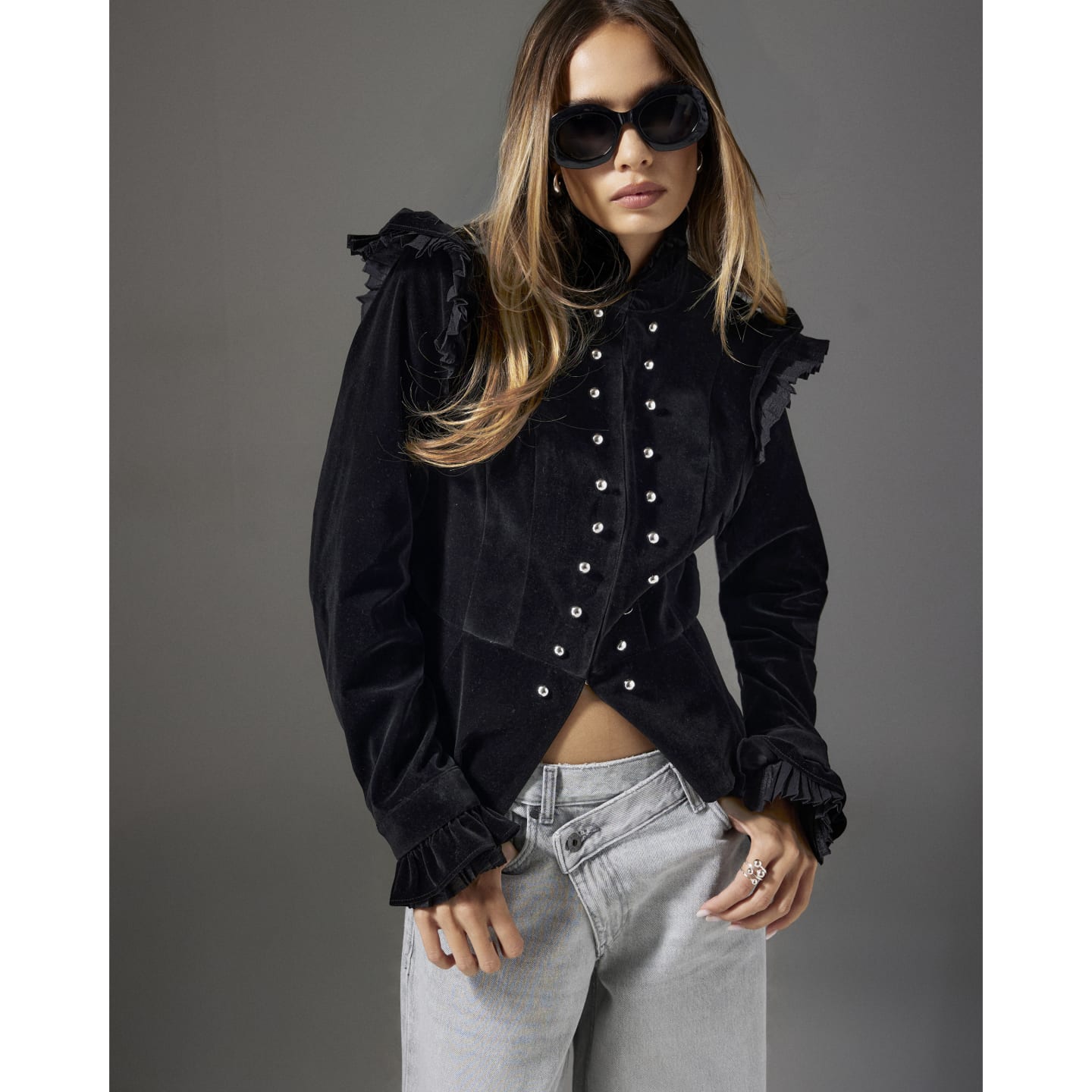 River Island Black Velvet Drummer Jacket — photo 1 of 1