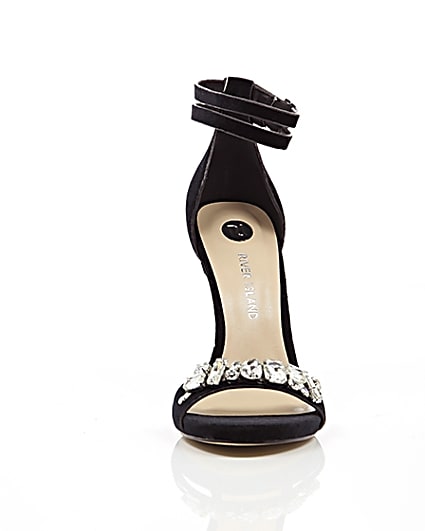 360 degree animation of product Black velvet embellished sandals frame-4