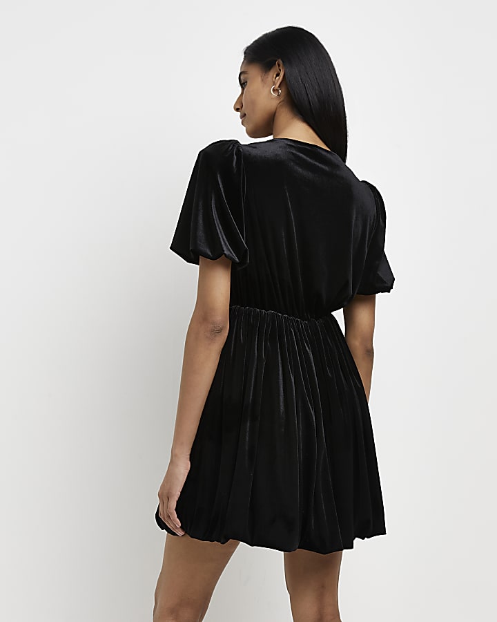 Black velvet mini dress