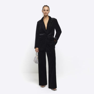 Women's black store velvet dress pants