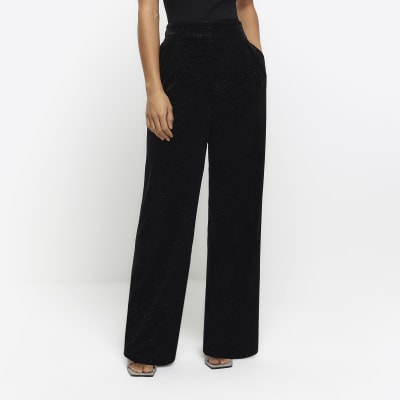 River island black flared hot sale trousers