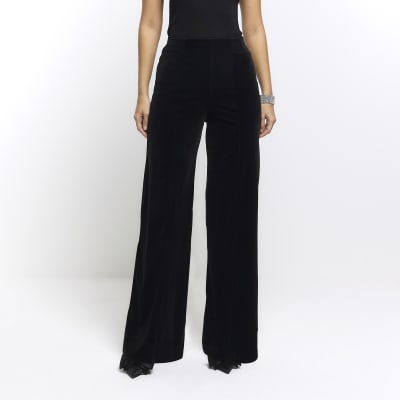 PALMER VELVET WIDE LEG PANT - BLACK - ShopperBoard