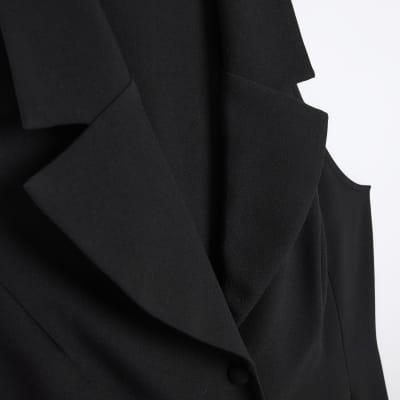 Black waistcoat mini dress | River Island