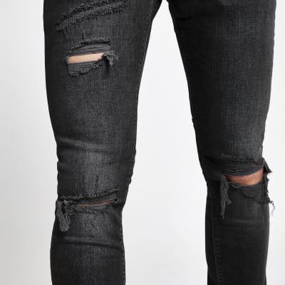 black washed ripped skinny jeans
