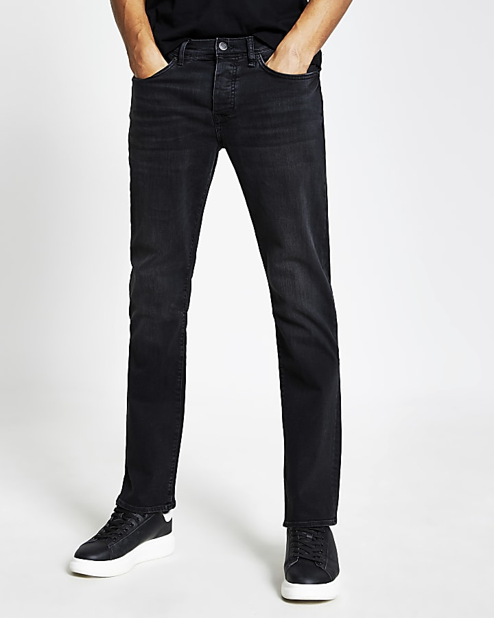 Black washed bootcut fit jeans