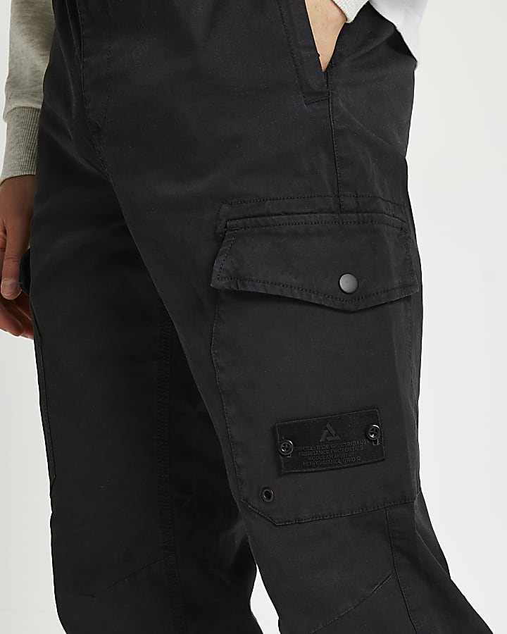 Black washed cargo trousers