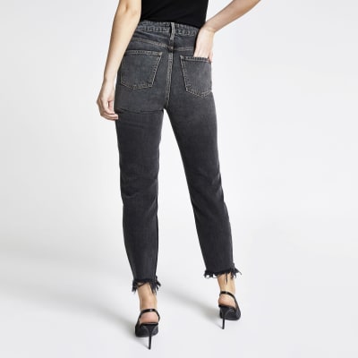 Black washed Carrie high rise Mom jeans
