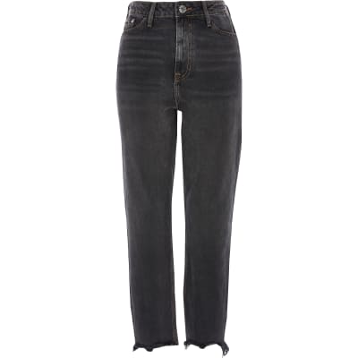 Black washed Carrie high rise Mom jeans